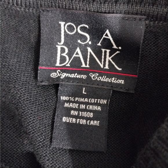 JOSEPH A. BANK! RICH BLACK 100% PIMA COTTON V-NECK PULLOVER SWEATER! SZ L - Picture 6 of 8